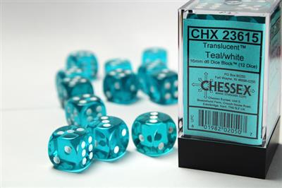TRANSLUCENT 16MM D6 DICE BLOCK™ (12 DICE)