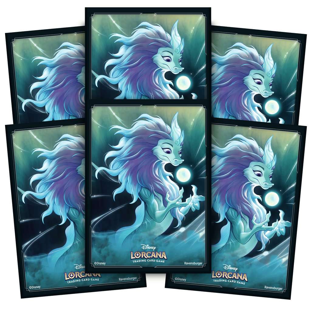 lorcana card back sleeves Lorcana: Rise of the Floodborn Tiana – Celebrating Princess and Aladdin – Heroic Outlaw grace the card sleeves as well as one depicting the card back design. Sleeves are poor quality. :